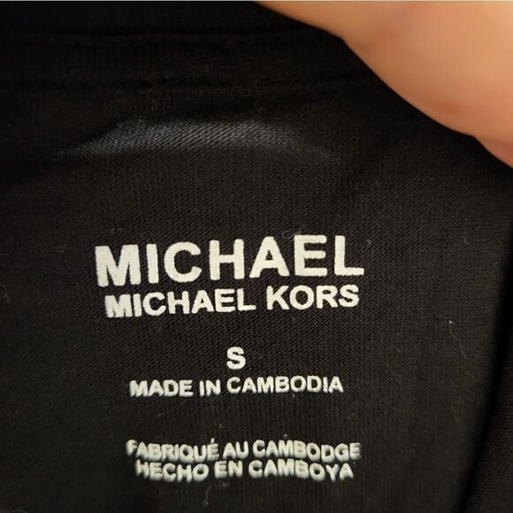 NWOT MICHAEL Michael Kors black tank top with white "MK" lettering down sides - Picture 5 of 7